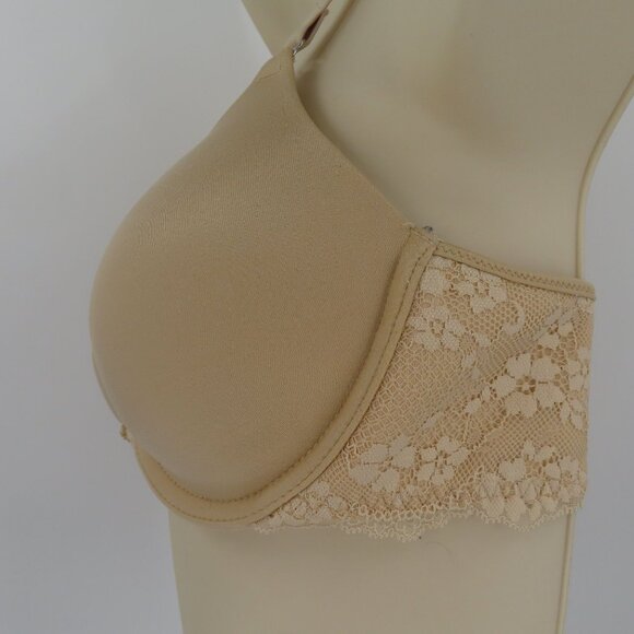 Maidenform 34B Beige Lace Front Closure Underwire Bra One Fab Fit Style 07112 - Picture 4 of 11